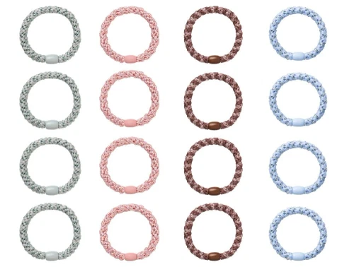 Name It hårelastikker aqua grå/cameo pink/lilla dove/serenity glitter (16-pak)